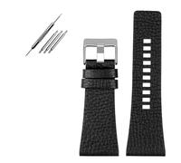 EDVENA Compatible With Diesel/POlice Watchbands Men's Wrist Large Size Watch Bands 26MM 28MM 30MM 32MM Black Brown Genuine Calf Hide Leather Strap (Color : Black SK, Size : 30mm)