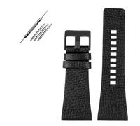 EDVENA Compatible With Diesel/POlice Watchbands Men's Wrist Large Size Watch Bands 26MM 28MM 30MM 32MM Black Brown Genuine Calf Hide Leather Strap (Color : Black BK, Size : 30mm)