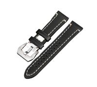 EDVENA Cow Leather Watch Band 18mm 20mm 22mm 24mm Vintage Watch Strap Silver Buckle Bracelet Accessories Compatible With Panerai Compatible With Fossil Watchband(Black,18mm silver buckle)