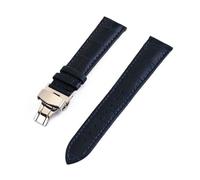 EDVENA Crocodile Pattern Watchstrap 12 13 14 15 16 17 18 19 20 21 22 24mm Genuine Leather Watch Band Metal Butterfly Buckle Wrist Belt(Deep Blue,24mm)