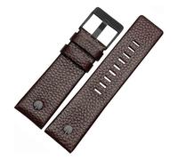 EDVENA Fashion Cowhide Watchband With Rivet Watch Strap Belt Bracelet Compatible With Diesel DZ7313 DZ7333 7322 7257 4318 7348 7334 Replacement(Brown Black buckle,26mm)