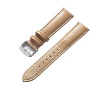 EDVENA Genuine Leather Litchi Pattern Soft Strap Men's Ladies Pin Buckle Elephant Grey Apricot Purple Watch Accessories(Beige,18mm)
