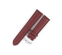 EDVENA Genuine Leather Watch Band 18mm 19mm 20mm 22mm Retro Lychee Pattern Top Layer Cowhide Watch Strap Bracelet For Men Women(Wine red,20mm)