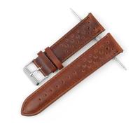 EDVENA Genuine Leather Watch Band 18mm 20mm 22mm 24mm Breathable Porous Wristband Watch Bracelet Handmade Stitching For Men Watchstrap(Red brown,24mm)