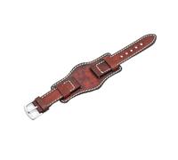 EDVENA Genuine Leather Watch Band 20mm 22mm 24mm Silver Stainless Steel Buckle Vintage Cowhide Cuff Watch Strap With Mat Compatible With Panerai(Red,20mm)