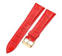 EDVENA Genuine Leather Watch Band Crocodile Pattern Cowhide 18 19 20 21 22 24 Mm Black Brown Blue Red Bracelet Strap(Red Gold Buckle,21mm)