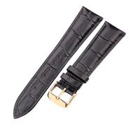 EDVENA Genuine Leather Watch Band Crocodile Pattern Cowhide 18 19 20 21 22 24 Mm Black Brown Blue Red Bracelet Strap(Black Gold Buckle,24mm)