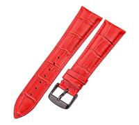 EDVENA Genuine Leather Watch Band Crocodile Pattern Cowhide 18 19 20 21 22 24 Mm Black Brown Blue Red Bracelet Strap(Red Black Buckle,18mm)