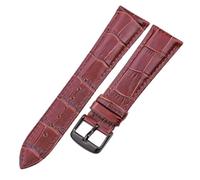 EDVENA Genuine Leather Watch Band Crocodile Pattern Cowhide 18 19 20 21 22 24 Mm Black Brown Blue Red Bracelet Strap(Brown Black Buckle,18mm)