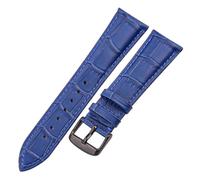 EDVENA Genuine Leather Watch Band Crocodile Pattern Cowhide 18 19 20 21 22 24 Mm Black Brown Blue Red Bracelet Strap(Blue Black Buckle,24mm)
