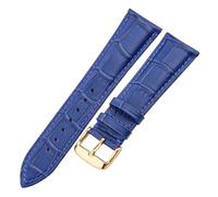 EDVENA Genuine Leather Watch Band Crocodile Pattern Cowhide 18 19 20 21 22 24 Mm Black Brown Blue Red Bracelet Strap(Blue Gold Buckle,18mm)