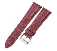 EDVENA Genuine Leather Watch Band Crocodile Pattern Cowhide 18 19 20 21 22 24 Mm Black Brown Blue Red Bracelet Strap(Brown Silver Buckle,24mm)