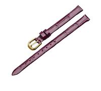 EDVENA Genuine Leather Watch Band For Style Watchband Women's Small Size Thin Soft Comfortable Strap Red 7 8 9 10mm Wristband(Deep Purple-Golden,14mm)