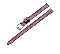 EDVENA Genuine Leather Watch Band For Style Watchband Women's Small Size Thin Soft Comfortable Strap Red 7 8 9 10mm Wristband(Deep purple-Steel,8mm)