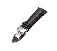 EDVENA Genuine Leather Watch Strap 12 13 14 15 16 17 18mm 19 20mm 21mm 22mm 24mm Watch Band Butterfly Buckle Wrist Watchband(Black,24mm)