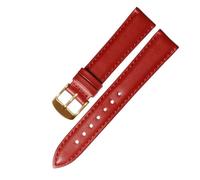 EDVENA Genuine Leather Watch Strap Compatible With Fossil Es3843 Es4202set Es3793 Soft Comfortable Female Watchband14 16 18 20mm Wrist(Red-Golden-K1,16mm)
