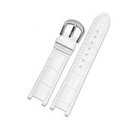 EDVENA Genuine Leather Watch Strap Compatible With MK Michael Kors Mike Coles Mk2277 2425 Waterproof Sweat-Proof Notch Band 20mm Wrist(White-Steel-K1)