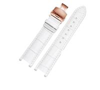 EDVENA Genuine Leather Watch Strap Compatible With MK Michael Kors Mike Coles Mk2277 2425 Waterproof Sweat-Proof Notch Band 20mm Wrist(White-Rose-B1)