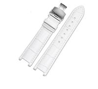 EDVENA Genuine Leather Watch Strap Compatible With MK Michael Kors Mike Coles Mk2277 2425 Waterproof Sweat-Proof Notch Band 20mm Wrist(White-Steel-B1)