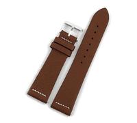 EDVENA Genuine Leather Watchband 16mm-22mm Handmade Vintage Calfskin Palm Pattern Watch Strap Bracelet For Men Women(Brown-white line,18mm)