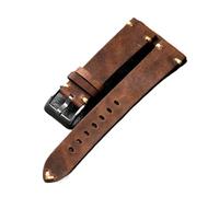 EDVENA Genuine Leather Watchband 18 20 22MM Soft Men's Vintage Bracelet, First Layer Cowhide Leather Bracele(Brown,18mm)