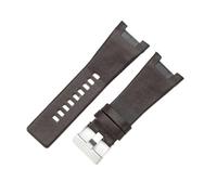 EDVENA Genuine Leather Watchband Compatible With Diesel Dz1216 Dz1273 Dz4246 Litchi Pattern Cow Concave Watch Band 32mm Wristband(Brown(PW)-Steel-K3)