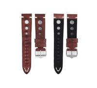 EDVENA Handmade Genuine Leather Watchband 20mm 22mm 24mm Vintage First Layer Cowhide Watch Strap Bracelet Replacement For Men(Red,24mm)