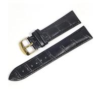 EDVENA Leather Watch Strap 18mm 20mm 22mm 24mm Watchband Compatible with Women Men Accessories Solid Buckle Black Brown(Black gold,22mm)