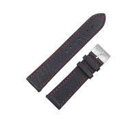 EDVENA Lychee Pattern Leather Watch Strap 18mm 20mm 22mm 24mm Handmade Stitching Watchband Quick Release Spring Bar Replacement Belt(Blue-red wire,20mm)