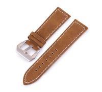 EDVENA New Black Brown Blue Red Retro Matte Leather Watch Band 18mm 20mm 22mm 24mm Leather Strap Stainless Steel Buckle Watchbands(Brown,22mm)