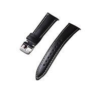EDVENA Oil Wax Discoloration Genuine Leather Watch Strap 18mm 19mm 20mm 21mm 22mm Quick Release Universal Replacement Watchband(Black,20mm)