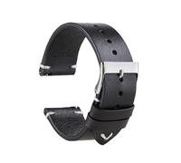 EDVENA Oil Wax Leather Watch Strap 18mm 20mm 22mm Black Blue Green Brown Color Vintage Watch Band Replacement Watchband Accessories(Black,20mm)