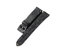 EDVENA Ostrich Leather Watchband 18 19 20 21 22MM Black Men's Soft Strap Vintage Style Leather Bracelet(Silver Buckle,18mm)