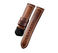 EDVENA Quick Release Leather Watchbands 20mm 22mm 24mm Casual Belt Smart Watch Strap Soft Bracelet Wrist Band(Dark Brown-Black,24mm)