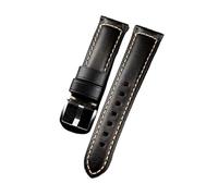 EDVENA Quick Release Leather Watchbands 20mm 22mm 24mm Casual Belt Smart Watch Strap Soft Bracelet Wrist Band(Black-silver,20mm)