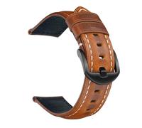 EDVENA Quick Release Watch Band 18mm 20mm 22mm 24mm 26mm Genuine Leather Strap Retro Oil Wax Cowhide Leather Wrist Bracelet(Light Brown (black),22mm)