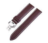 EDVENA Replacement Watch Strap 12mm 14mm 16mm 18mm 19mm 20mm 22mm 24mm Watch Band Butterfly Buckle Genuine Leather Watchband(Coffee white thread,12mm)