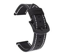 EDVENA Retro Leather Band 18mm 19mm 20mm 21mm 22mm 24mm Soft Strap Waterproof Bracelet Wristband(Black,21mm)
