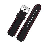 EDVENA Silicone Rubber Watchband Compatible With Oris Aquis Watch Band Convex Strap Stainless Steel Pin Buckle Wrist Bracelet Black 24mm X 11mm(Red line silver,24-11mm)