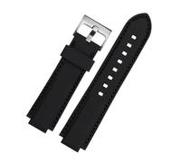 EDVENA Silicone Rubber Watchband Compatible With Oris Aquis Watch Band Convex Strap Stainless Steel Pin Buckle Wrist Bracelet Black 24mm X 11mm(Black silver buckle,22-12mm)