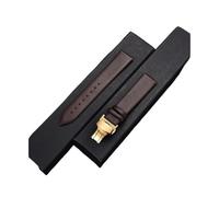 EDVENA Smooth Genuine Cowhide Leather Strap 18mm 20mm 22mm Strap With Sturdy Automatic Butterfly Buckle(Brown(gold),18mm)