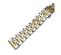 EDVENA Solid Metal Watchbands Bracelet Polished Silver Black Gold Stainless Steel Watch Band Strap 18mm 19mm 20mm 21mm 22mm 23mm 24mm(Silver Gold,20mm)