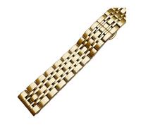 EDVENA Solid Metal Watchbands Bracelet Polished Silver Black Gold Stainless Steel Watch Band Strap 18mm 19mm 20mm 21mm 22mm 23mm 24mm(Gold,24mm)