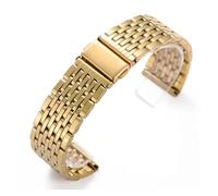 EDVENA Stainless Steel Watch Band 18mm 20mm 22mm Metal Bracelet Folding Buckle Universal Watch Strap Silver Gold Black for Men Women(Gold,20mm)