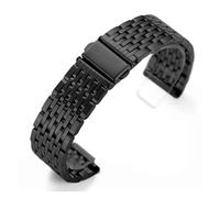 EDVENA Stainless Steel Watch Band 18mm 20mm 22mm Metal Bracelet Folding Buckle Universal Watch Strap Silver Gold Black for Men Women(Black,20mm)