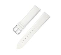 EDVENA Thin Genuine Leather Watch Strap 8mm 10 12 13 14 15 16 17 18 19 20mm 21 22mm Smooth Watchband Stainless Steel Buckle Band(WHITE,22mm)