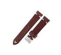 EDVENA Vintage Genuine Leather Watchband 17mm 18mm 20mm 21mm 22mm Oil Wax Cow Leather Handmade Stitching Watch Strap Replacement Belts(Red brown-white line,21mm)