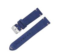 EDVENA Vintage Handmade Soft Watch Band Quick Release Wristbelt Retro Suede Stitching Strap Genuine Leather Bracelet 18mm 20mm 22mm(Blue,18mm)