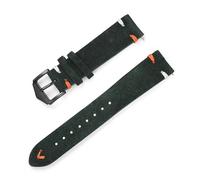 EDVENA Watch Strap 20mm 22mm Suede Genuine Leather Watch Band Matte Cowhide Stitching Belt Quick Release Wrist Bracelet(Dark Green,20mm)