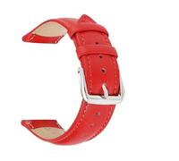 EDVENA Watchbands Genuine Leather Watch Strap Band 14mm 16mm 18mm 20mm 22mm Belts Green Pink White Straps(RED,16mm)